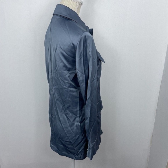 CHICOS Satin Explorer Utility Jacket 4 Pockets Chicos Sz 0 US Size 4/6 Gray NWT - Picture 5 of 9